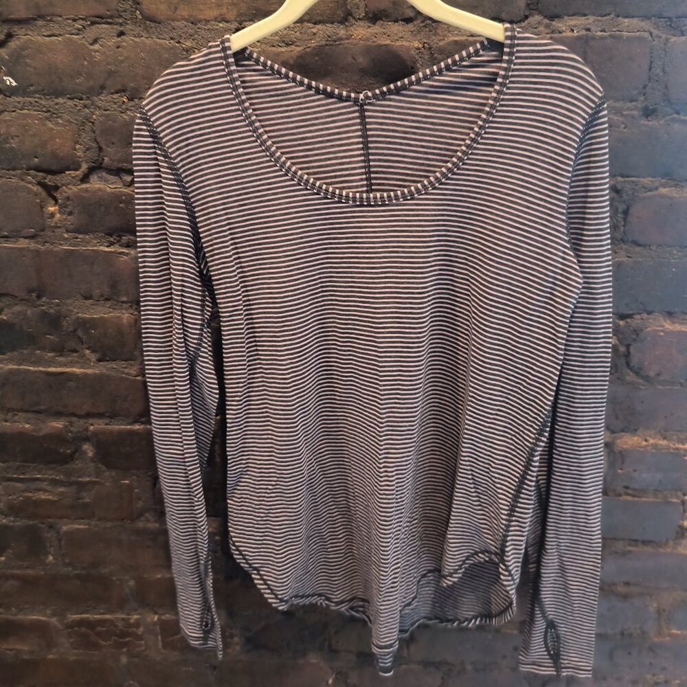 Pink and Grey Stripe Lululemon Long Sleeve